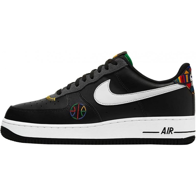 Chaussures de basket-ball NIKE Air Force '07 Lv8 pour hommes, noir/blanc/gris foncé/universitaire