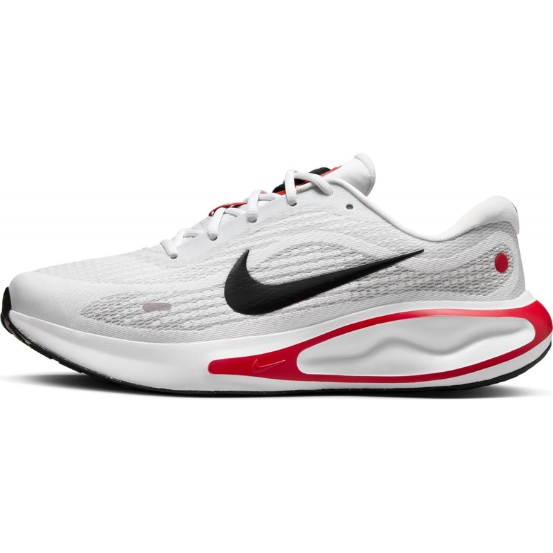 Chaussures de course sur route Nike Journey Run pour homme (FN0228-103, blanc/rouge feu/gris ciment/noir)