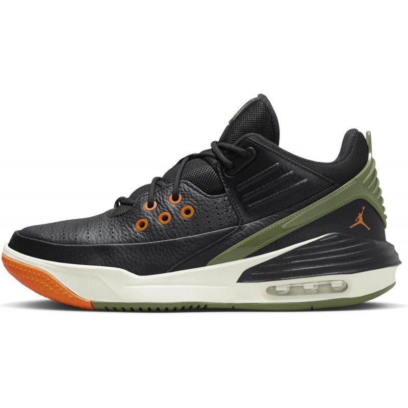 Chaussures Jordan Max Aura 5 pour homme (DZ4353-003, noir/mandarin brillant/voile/olive ciel J Light)