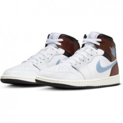 Chaussures Nike Air Jordan 1 Mid SE pour homme (FQ7831-142, blanc/noir/voile/gris bleu)