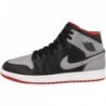 Chaussures Nike Air Jordan 1 Mid pour Homme Noir/Gris Ciment-Rouge Feu DQ8426 006 (Noir/Gris Ciment-Rouge Feu)