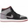 Chaussures Nike Air Jordan 1 Mid pour Homme Noir/Gris Ciment-Rouge Feu DQ8426 006 (Noir/Gris Ciment-Rouge Feu)