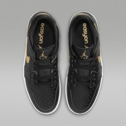 Chaussures Air Jordan 1 Low FlyEase pour homme, faciles à enfiler et à enlever (DM1206-071, noir/blanc/or métallique)