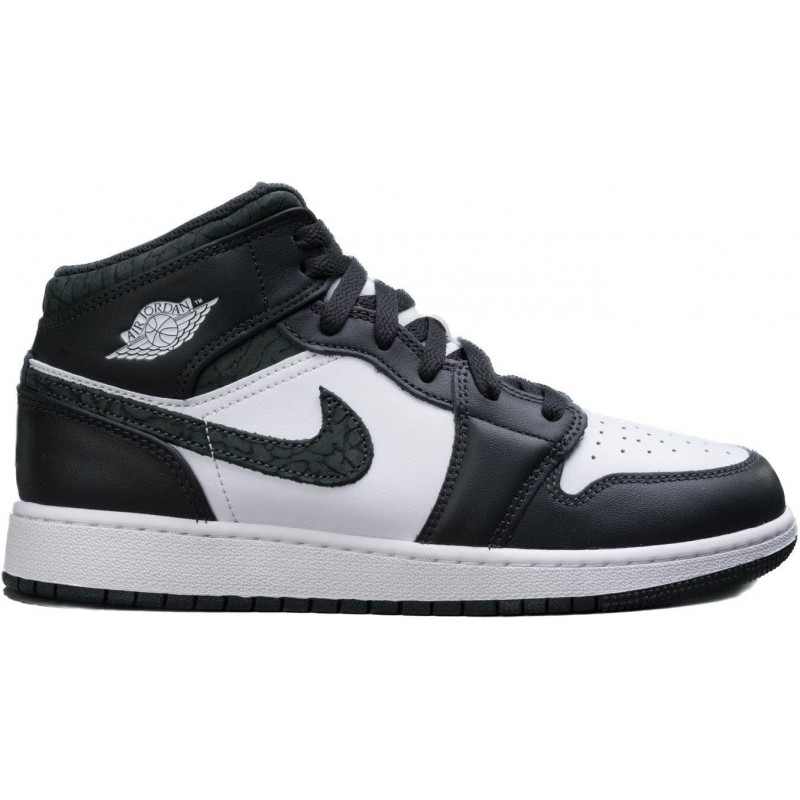 Jordan 1 Mid SE Panda Elephant pour grands enfants Noir/Noir-Blanc-Noir (FB9909 001)