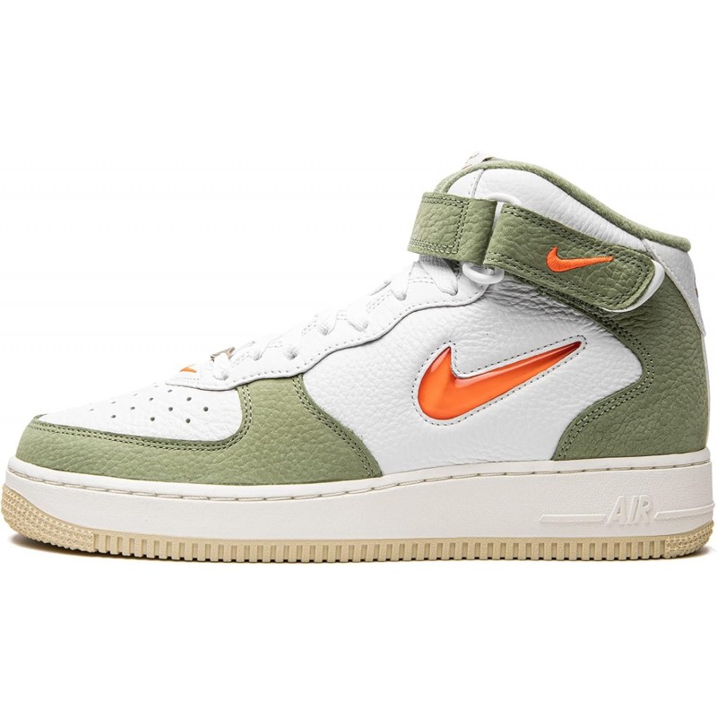 Chaussures NIKE Air Force 1 Mid Qs pour homme, blanc pétrole vert voile Total Ora