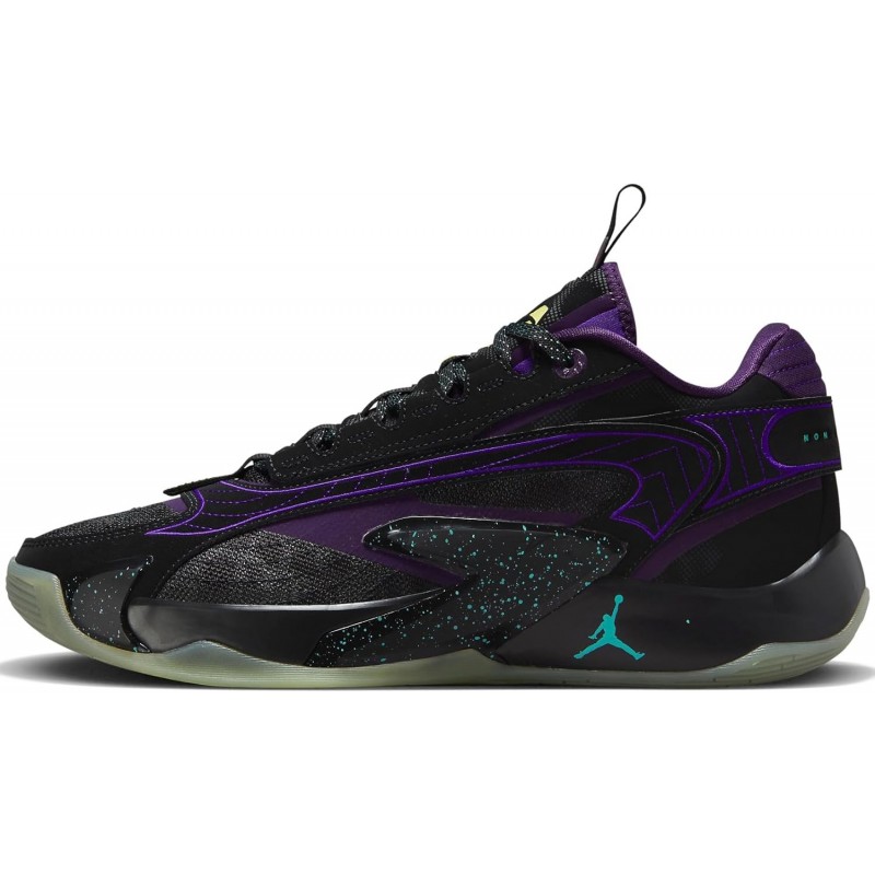 Chaussures de basket-ball NIKE Jordan Luka 2 pour hommes (DX8733-001, noir/violet/vert aurore/lueur)