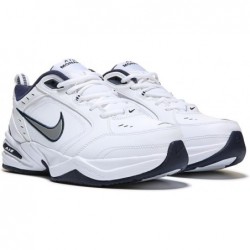 Chaussures de marche Nike Air Monarch IV pour homme, blanc/argent métallique/bleu marine