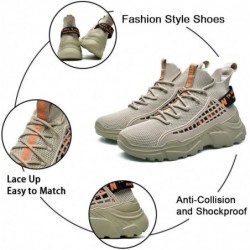 XIDISO Chaussures de marche pour hommes Baskets de mode Sport athlétique Course à pied Chaussures de tennis décontractées Beige